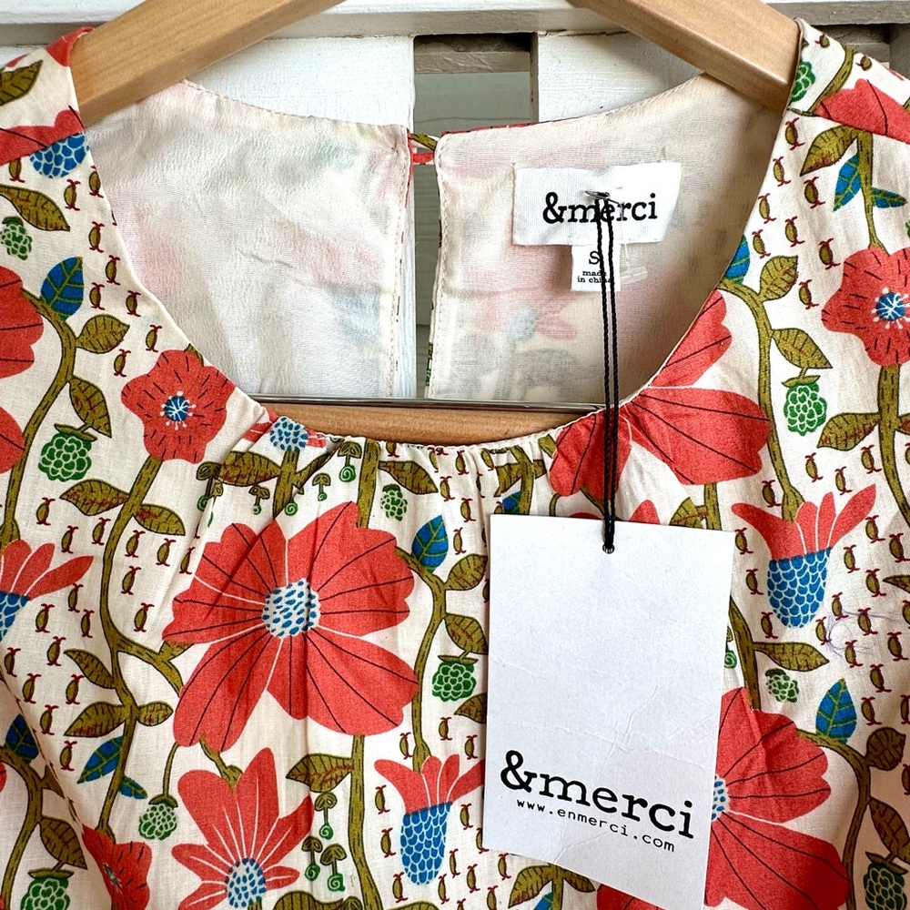 &merci Floral Mini Dress - Red and Green